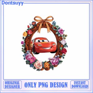 Lightning McQueen Floral Frame PNG Design for Kids Room Decor Download Lightning McQueen Floral Frame PNG Design for Kids Room Decor Download