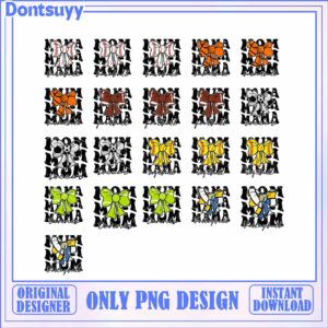 Colorful Sports Bows PNG Designs for Digital Downloadable Crafting Use