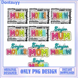 Colorful PNG Designs for Mothers Mom Mamaw Mama Digital Download