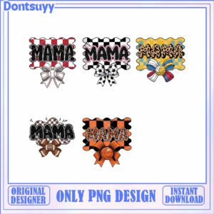 Colorful Mama Designs for Sports Fans Digital PNG Download Set