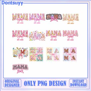 Colorful Mama PNG Design Set for Instant Download, Perfect for Gifts