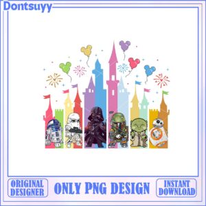 Star Wars Character Design with Castle and Balloons in PNG Format