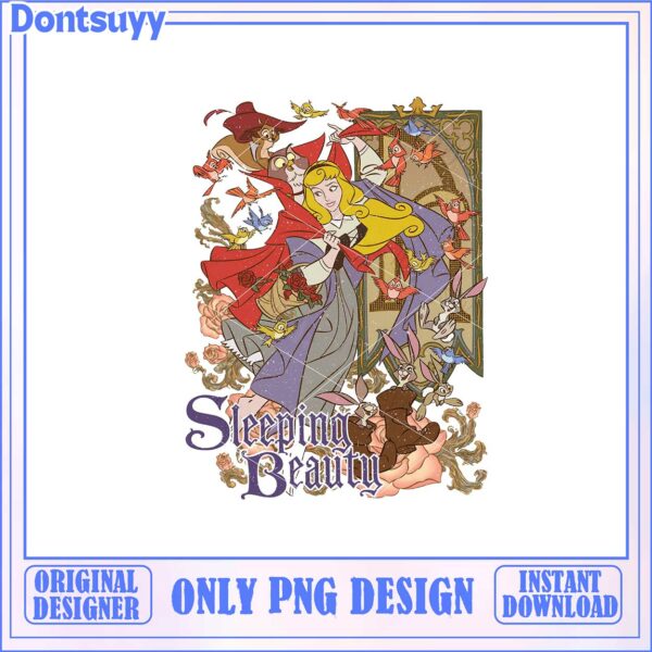 Sleeping Beauty Vintage PNG Artwork for Instant Download Design