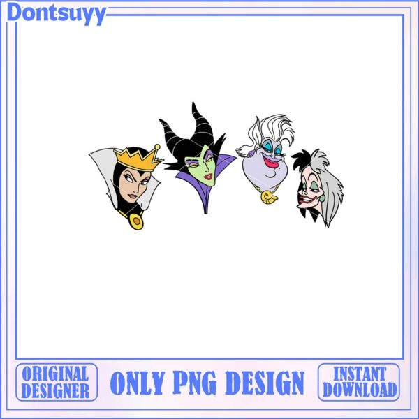 Colorful Disney Villains PNG Clipart for Instant Download Design