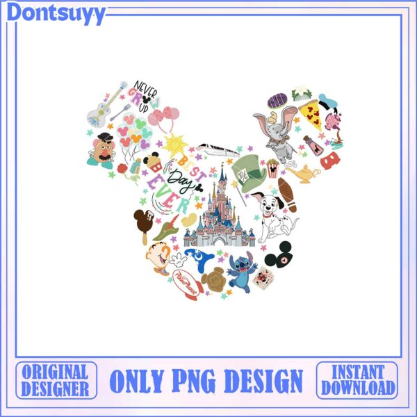 Colorful Disney Character Collage PNG for Creative Projects