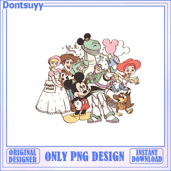 Colorful Cartoon Character Collection PNG Instant Download Design
