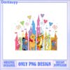 Colorful Cartoon Characters Castle Background Art for Kids PNG