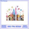Colorful Cartoon Castle Scene with Popular Characters in PNG Format
