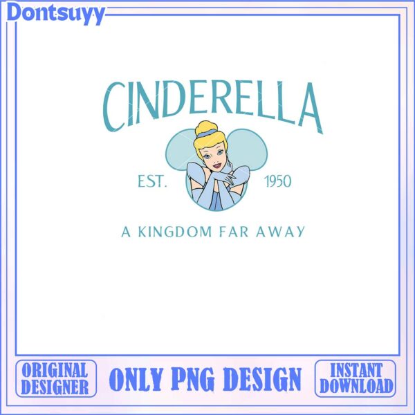Cinderella Kingdom Far Away Vintage PNG Design for Download