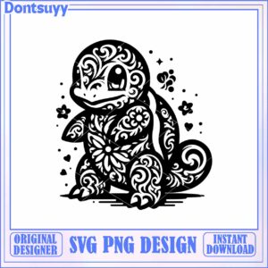 Stylish Floral Squirtle SVG Design for Crafting Projects