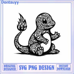 Stylish Floral Charmander SVG Art for Creative Projects Download