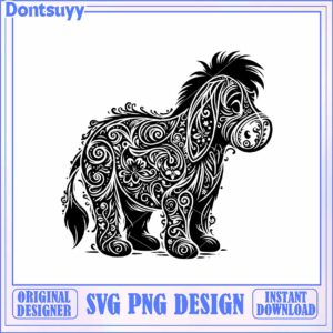 Stylish Black and White Decorative SVG Design of Different Animal