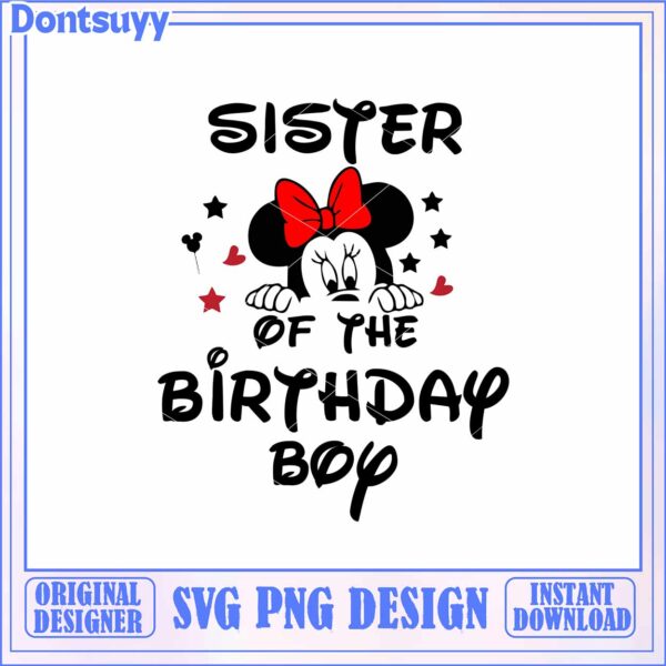 Minnie Mouse Sister of the Birthday Boy SVG Cut File Design