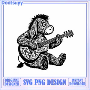 Creative Donkey Playing Guitar SVG Art for Unique Projects