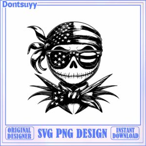 Cool Skull Design with Bandana and Sunglasses in SVG Format