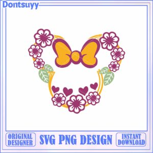 Colorful Floral Heart Bow SVG Design for Creative Projects