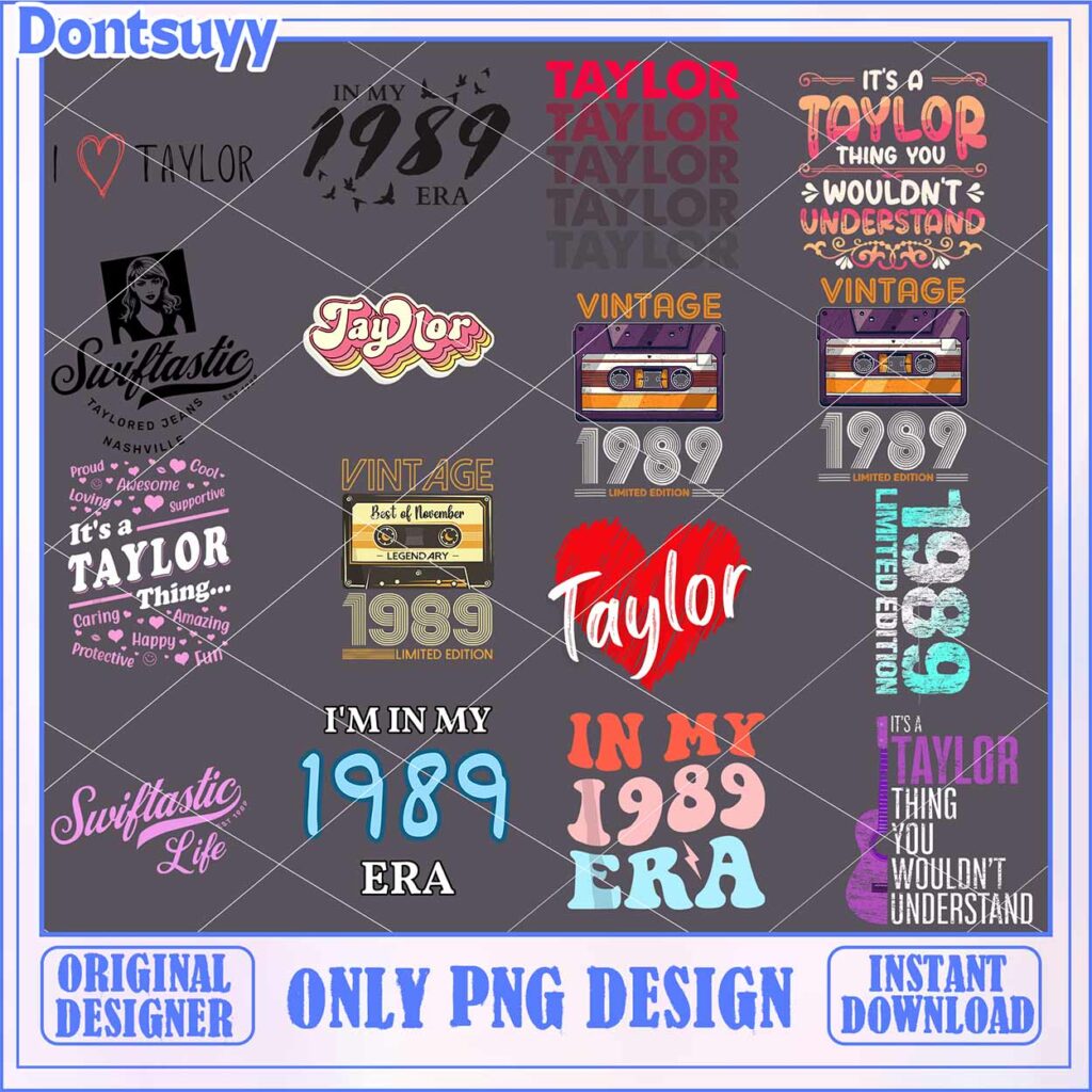 Taylor 1989 PNG Bundle Designs - High-quality SVG and PNG files for ...