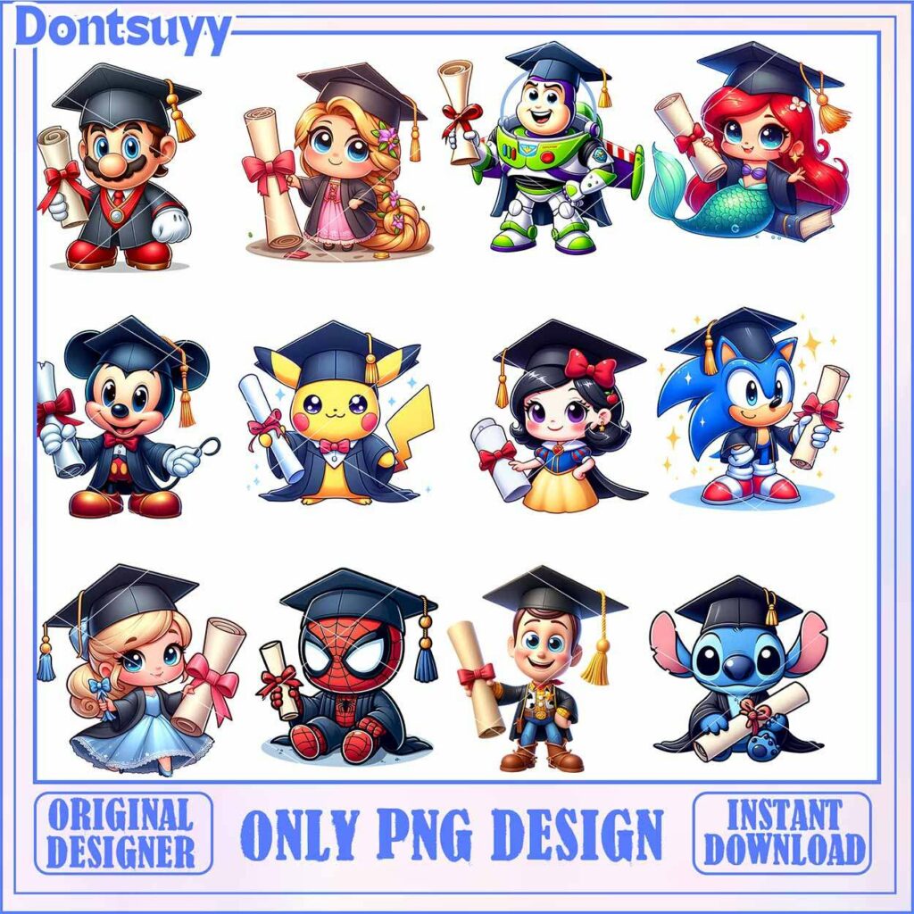 Graduation PNG Bundle Cute Characters - High-quality SVG and PNG files ...
