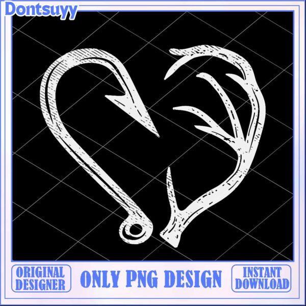 Heart Hook Antler PNG Design