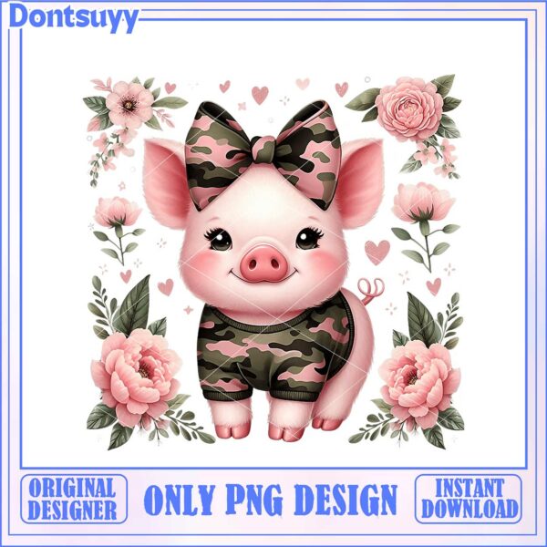 Cute Pig PNG Design Instant Download