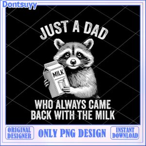 Raccoon Dad Milk PNG Design