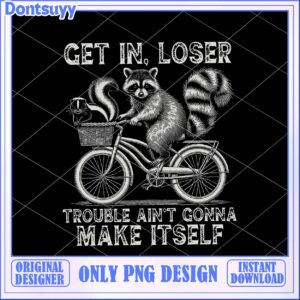 Raccoon Bike PNG Get In, Loser