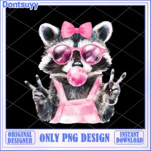 Pink Raccoon Blowing Bubble Png