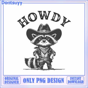 Howdy Raccoon Cowboy PNG Design