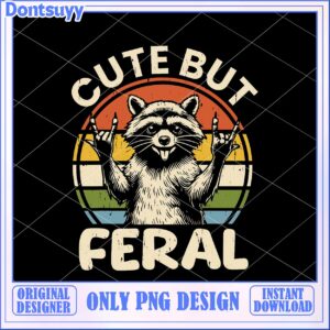 Cute Raccoon PNG Feral Retro Design